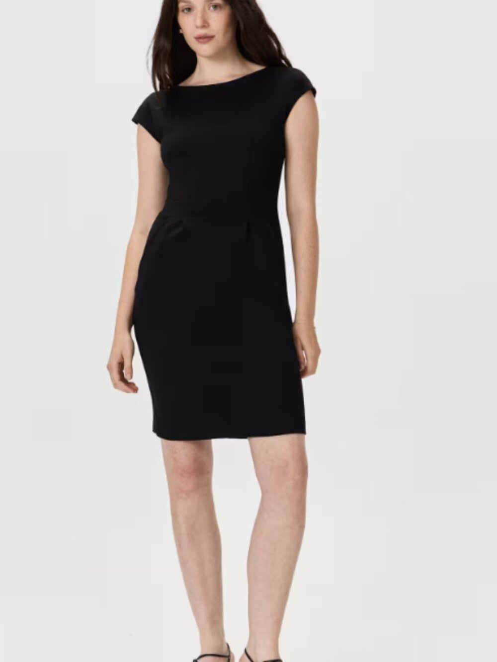 Quince Ultra-Stretch Ponte Cap Sleeve Dress Black S